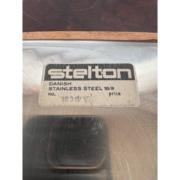 Stelton Denmark 18/8 Stainless Steel Tray Rosewood Handles Orig Label - Picture 8 of 10